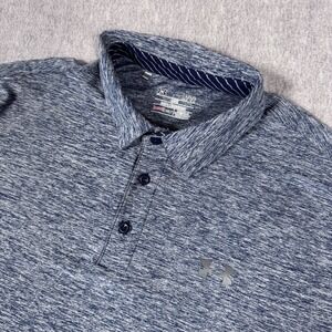UNDER ARMOUR Men's Polo Shirt Collared Loose Heat Gear Heathered Gray L